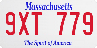 MA license plate 9XT779