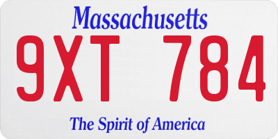MA license plate 9XT784
