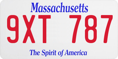 MA license plate 9XT787