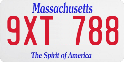 MA license plate 9XT788