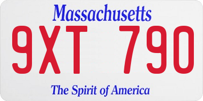 MA license plate 9XT790