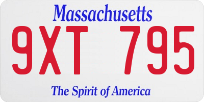 MA license plate 9XT795