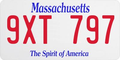 MA license plate 9XT797