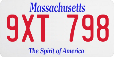 MA license plate 9XT798