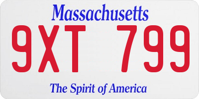 MA license plate 9XT799