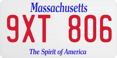 MA license plate 9XT806