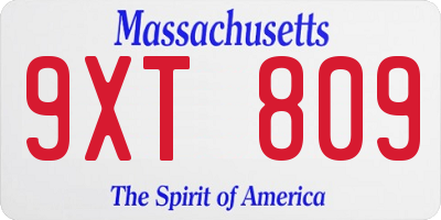 MA license plate 9XT809