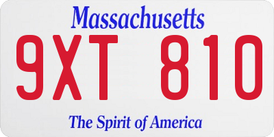 MA license plate 9XT810