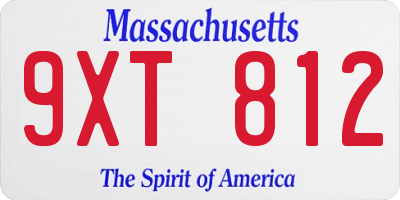 MA license plate 9XT812