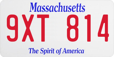 MA license plate 9XT814
