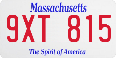 MA license plate 9XT815
