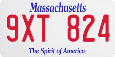 MA license plate 9XT824