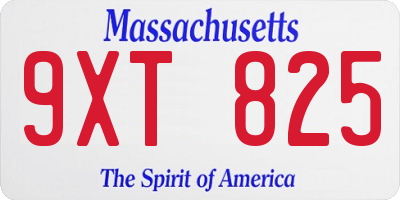 MA license plate 9XT825
