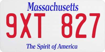 MA license plate 9XT827