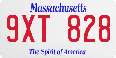 MA license plate 9XT828