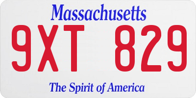 MA license plate 9XT829