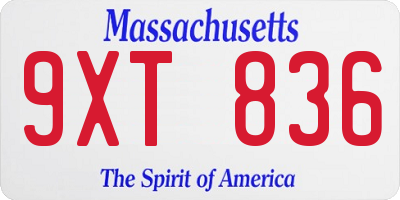 MA license plate 9XT836
