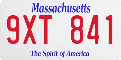 MA license plate 9XT841