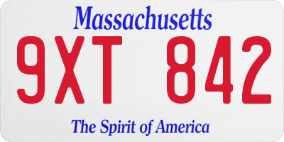 MA license plate 9XT842