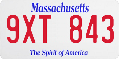 MA license plate 9XT843