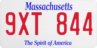 MA license plate 9XT844