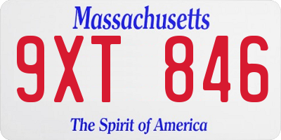 MA license plate 9XT846