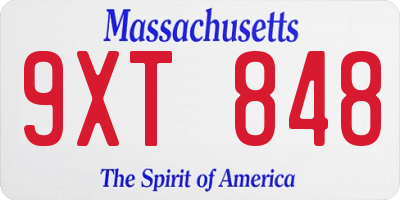 MA license plate 9XT848
