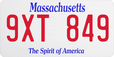 MA license plate 9XT849