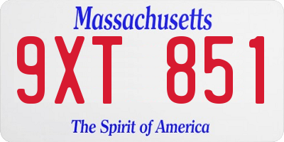 MA license plate 9XT851