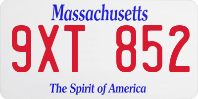 MA license plate 9XT852