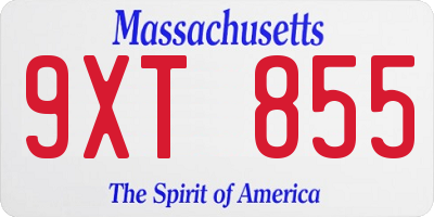 MA license plate 9XT855