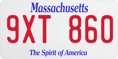 MA license plate 9XT860