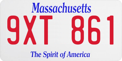 MA license plate 9XT861