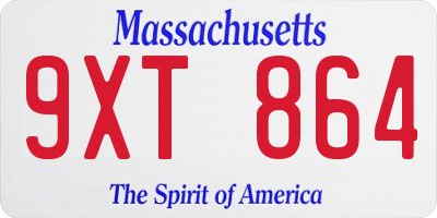 MA license plate 9XT864