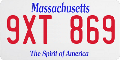 MA license plate 9XT869