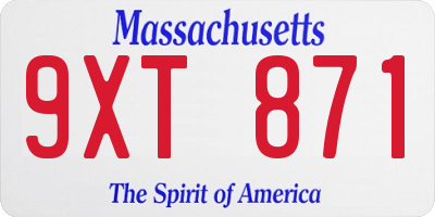 MA license plate 9XT871