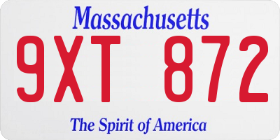 MA license plate 9XT872