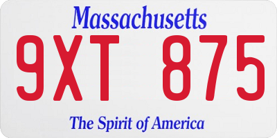 MA license plate 9XT875