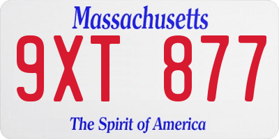 MA license plate 9XT877