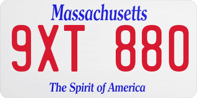 MA license plate 9XT880