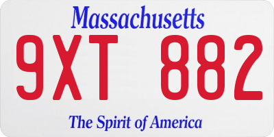 MA license plate 9XT882