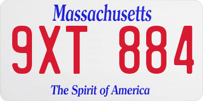 MA license plate 9XT884