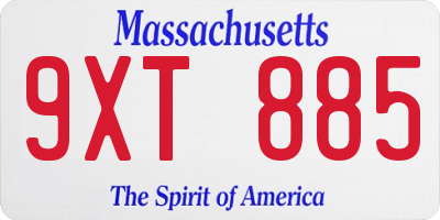 MA license plate 9XT885