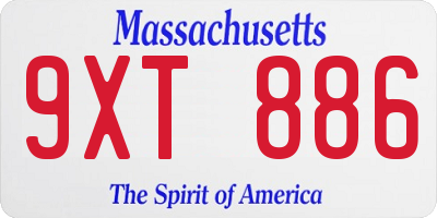 MA license plate 9XT886