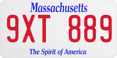 MA license plate 9XT889
