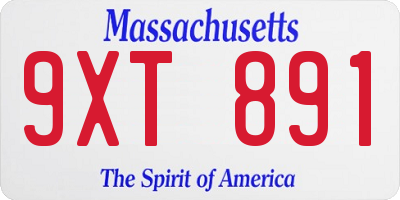 MA license plate 9XT891