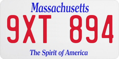 MA license plate 9XT894