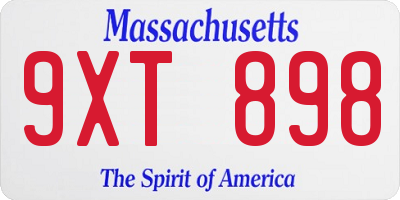 MA license plate 9XT898