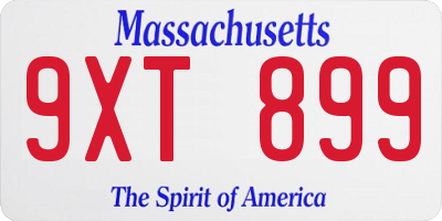 MA license plate 9XT899