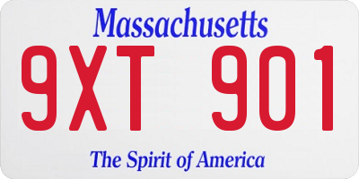 MA license plate 9XT901